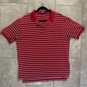 Polo Ralph Lauren Maroon Striped Golf Shirt Size XL EUC
